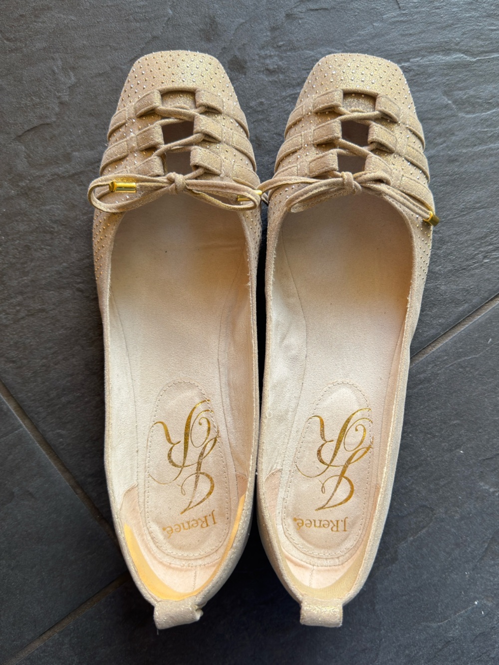 J. Renee Square Toe Tie Up Woven Ballet Flats
